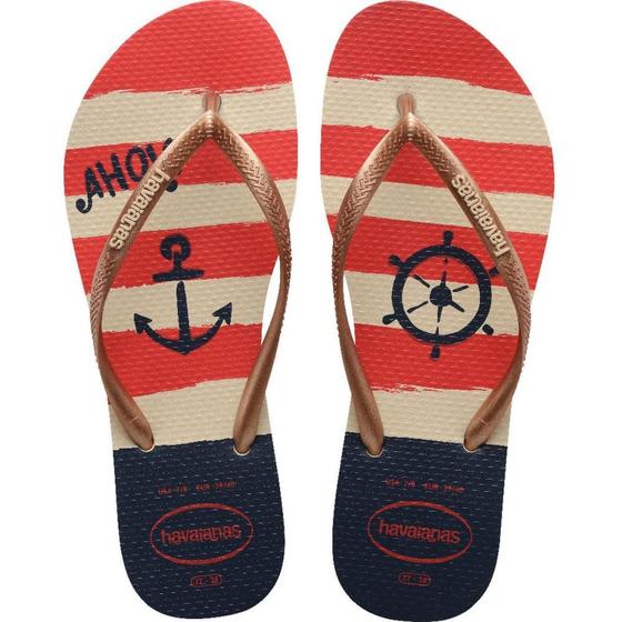 Imagem de Chinelo Havaianas Feminino SLIM Nautical 35/6 Rose GOLD