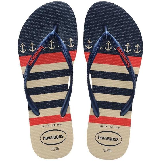 Imagem de Chinelo Havaianas Feminino SLIM Nautical 37/8 Marinho