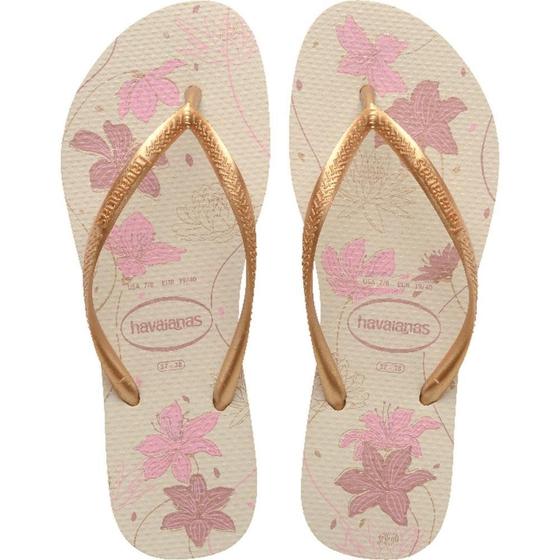 Imagem de Chinelo Havaianas Feminino SLIM Organic 35/6 BEGE/DOURADO PAR