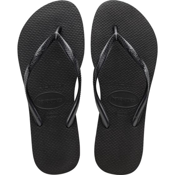 Imagem de Chinelo Havaianas Feminino Slim Tradicional Tira Fina Original Preto