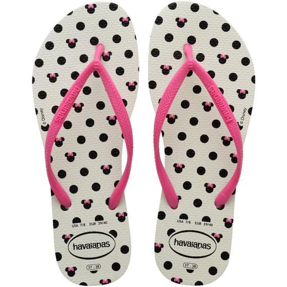 Imagem de Chinelo Havaianas Infantil SLIM Disney 29/0 BRANCO/ROSA