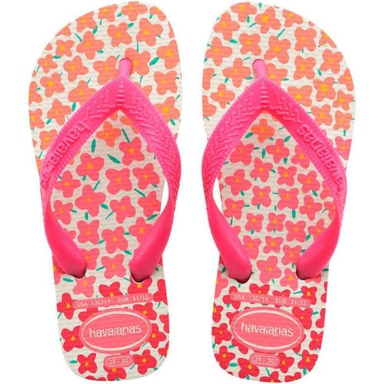 Imagem de Chinelo Havaianas Meninas Kids Flores 7001105 Bco/Rosa