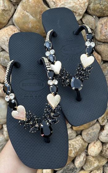 Imagem de Chinelo havaianas personalizados preto feminino verão