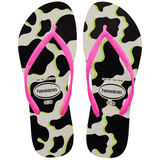 Imagem de Chinelo Havaianas Slim Animals Feminino - Branco e Rosa