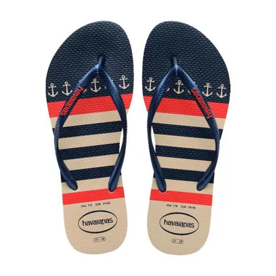 Imagem de Chinelo Havaianas Slim Nautical Feminino - Bege e Marinho