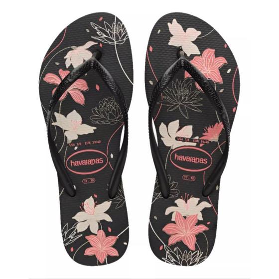 Imagem de Chinelo Havaianas Slim Organic Feminino Preto Rosa