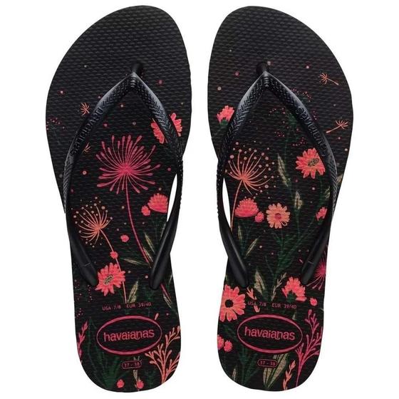 Imagem de Chinelo Havaianas Slim Organic Preto/Rosa - 35/36