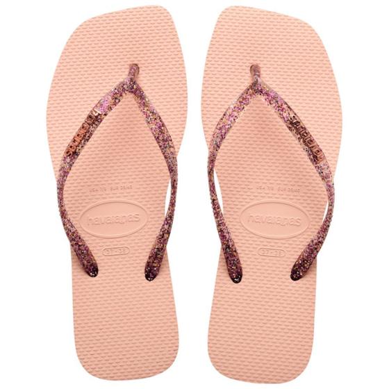 Imagem de Chinelo Havaianas Slim Square Logo Metallic Rosa Ballet