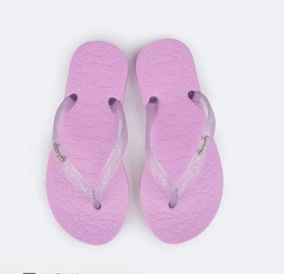 Imagem de Chinelo Infantil Feminino Pampili Love em PVC cor Lilás 460.058