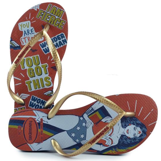 Imagem de Chinelo Infantil/Juvenil Havaianas Feminino Mulher Maravilha SLIM HEROINAS