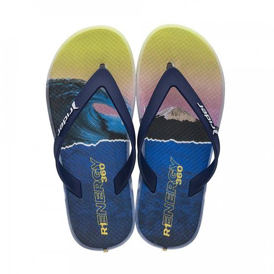 Imagem de Chinelo infantil rider r1 play kids - branco/azul/amarelo