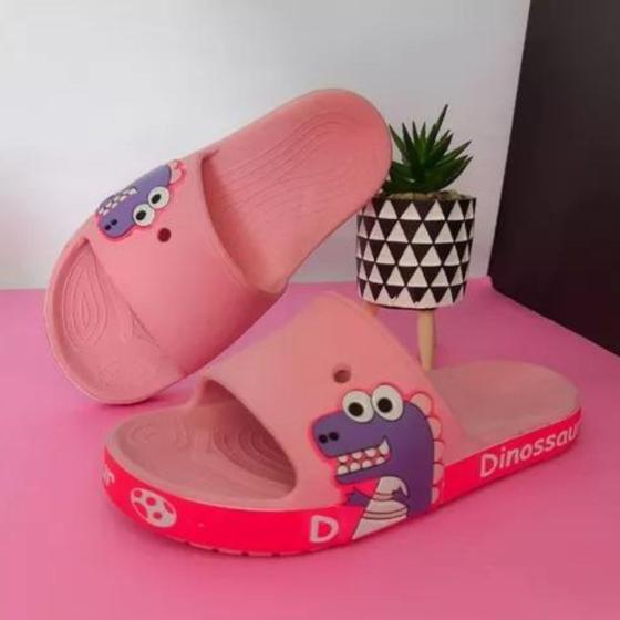 Imagem de Chinelo Infantil Slide Nuvem Dinossauro Sandália Criança Menino Menina Moda Leve Macio Confortável Flexível