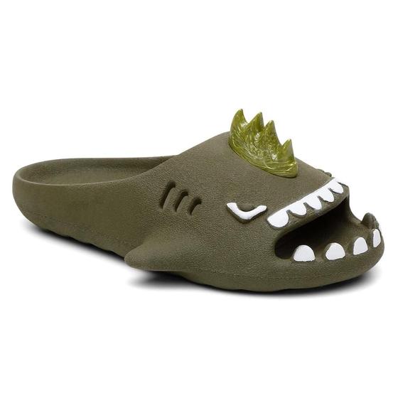 Imagem de Chinelo Infantil Slide Sharky Fun Tubarão Punk Divertido + 1 Barbatana Extra