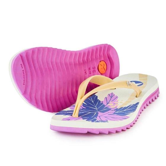 Imagem de Chinelo Kenner Ibiza Palm Estampada Feminino - Branco e Rosa