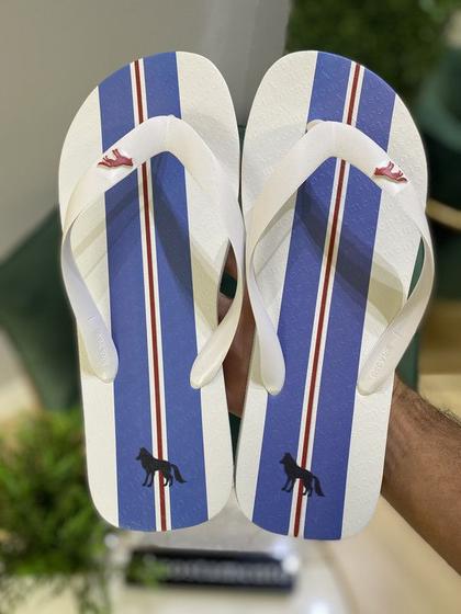 Imagem de Chinelo Masculin Branco Listrado Azul Acostamento Original