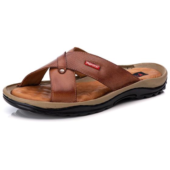 Imagem de Chinelo Masculino Conforto Couro Ranster - 804 - Caramelo