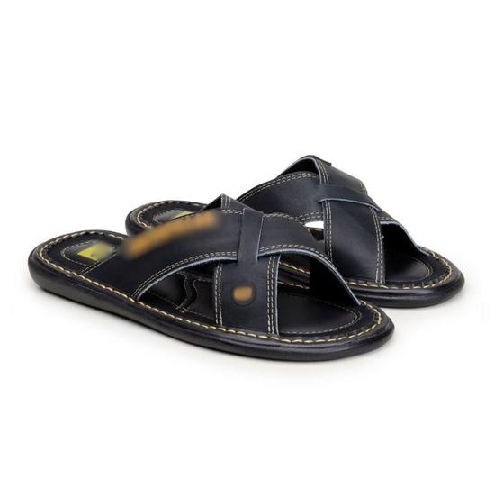 Imagem de Chinelo Masculino De Couro Legitimo Solado Antiderrapante Leve Macio Confortável Casual Moderno Moda Atual 2024