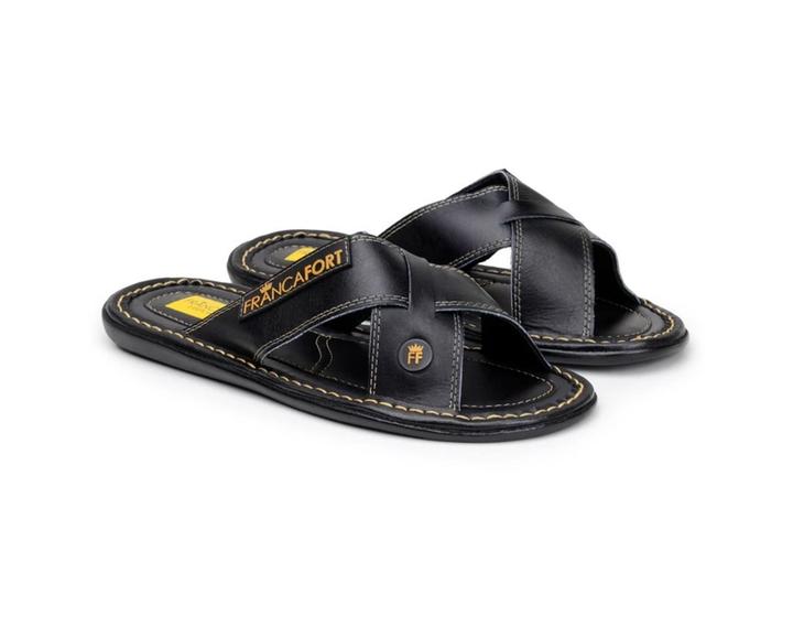 Imagem de Chinelo Masculino Francafort Couro Casual Sandália Top Excelente Qualidade 3 Cores Disponíveis