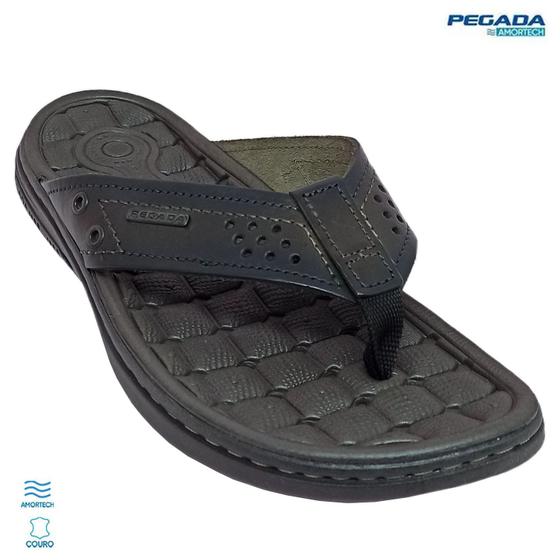 Imagem de Chinelo Masculino Pegada Em Couro Anilina Amortech