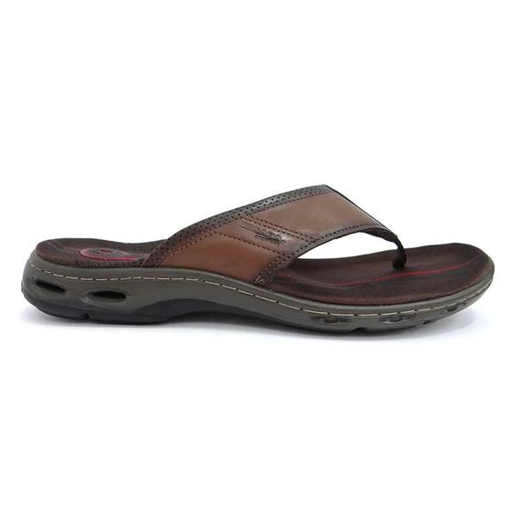 Imagem de Chinelo Masculino Pegada Plus Size De Dedo Couro Marrom Amortech