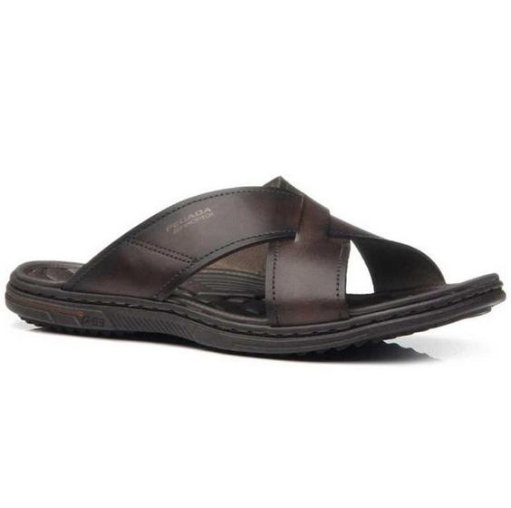 Imagem de Chinelo Masculino Pegada Slide Couro Casual 533302