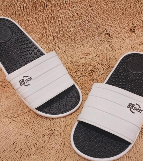 Imagem de Chinelo Masculino Slide Br Sports Branco Preto Original