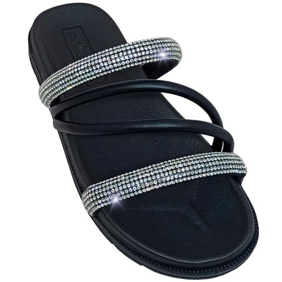 Imagem de Chinelo Molekinha Infantil Strass Napa Meninas Fashion