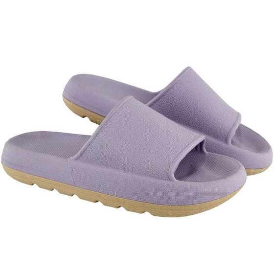 Imagem de Chinelo Nuvem Slide Lilás Unissex Flexível Retro Bicolor Confortavel