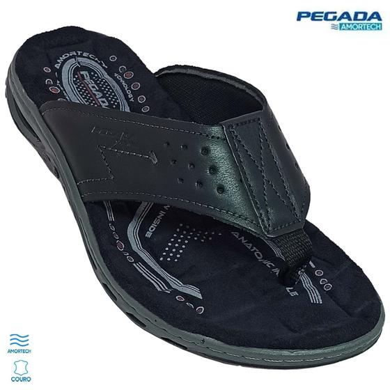 Imagem de Chinelo Pegada Masculino Em Couro Anilina