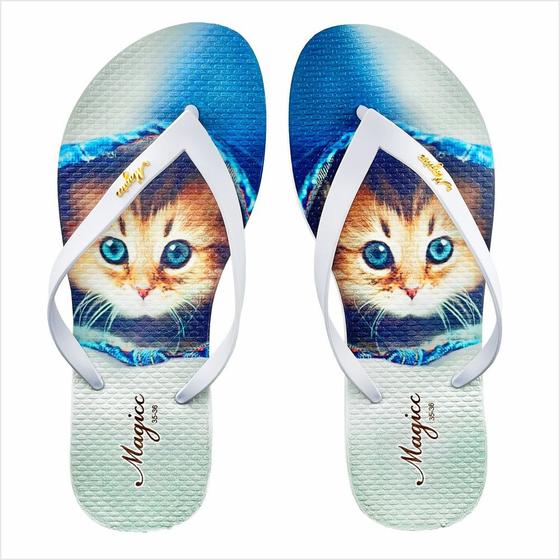 Imagem de Chinelo Pet Feminino Gatinho Azul, Magicc