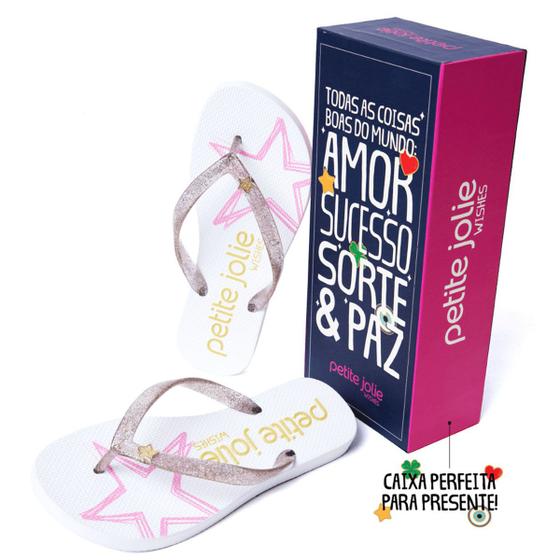 Imagem de Chinelo Petite Jolie Fresh Glitter Estrela Feminino - Branco