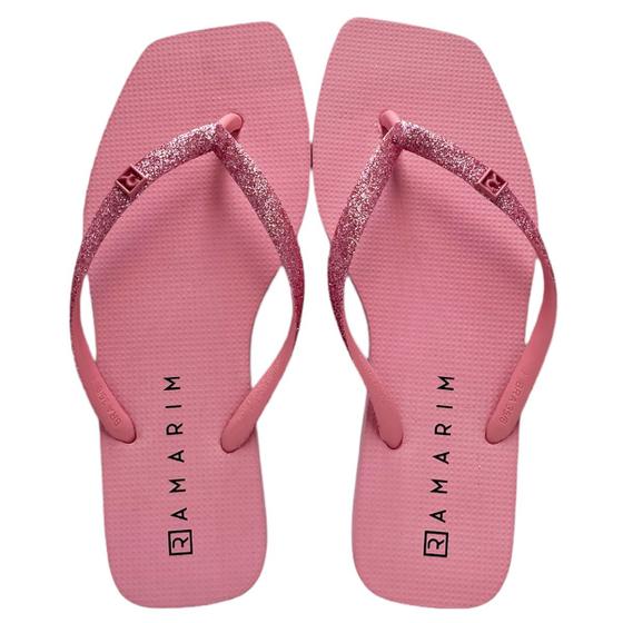 Imagem de Chinelo Ramarim Feminino Gliter Luxo Bico Quadrado Sandália Borracha Original