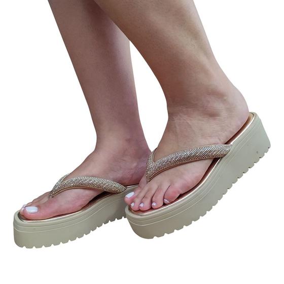 Chinelo ramarim tratorado com tira de strass Menor preço em Chinelo ramarim tratorado com tira de strass