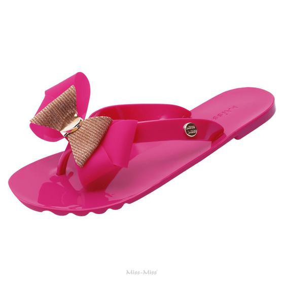 Imagem de Chinelo Rasteira Feminino Com Laço Coração moda confortável antiderrapante Miss Miss Ref 10150