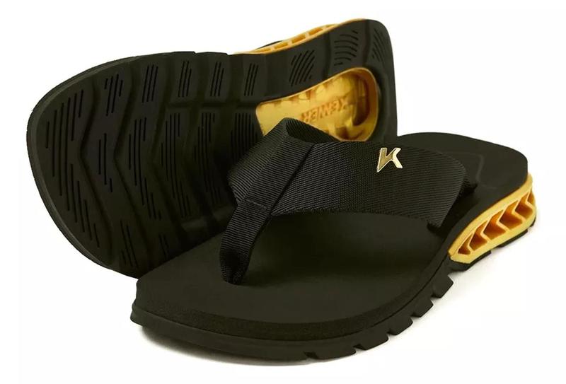 Imagem de Chinelo Sandalia Kenner Masculino Rakka Preto E Dourado