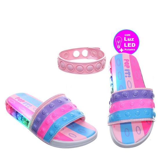 Chinelo Sandalia Pop It Popi Luz Led Pisca Com Pulseira Infantil Menina Rosa Menor preço em Chinelo Sandalia Pop It Popi Luz Led Pisca Com Pulseira Infantil Menina Rosa