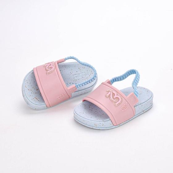 Chinelo Slide Bebê Menina Kidy com Elástico Azul Rosa Imagem de Chinelo Slide Bebê Menina Kidy com Elástico Azul Rosa