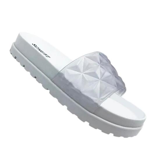 Imagem de Chinelo Slide Branco e Transparente - SCHUTZ - Casual 