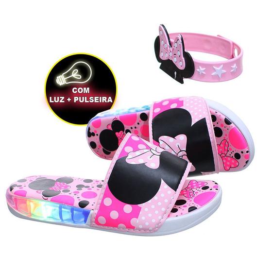 Imagem de Chinelo Slide Criança de Led Luz Pisca Infantil Juvenil Feminino Meninas Rosa