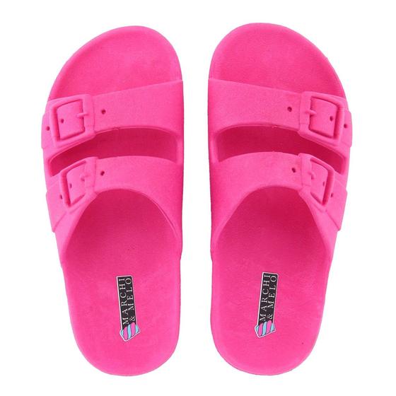 Imagem de Chinelo Slide Feminino Infantil Menina Papete Sandália Fivela Rosa Pink Preto Confortável Leve Macia