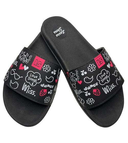 Imagem de Chinelo Slide Feminino Leve Macio e Confortável Estampado Menina Modinha Sandália