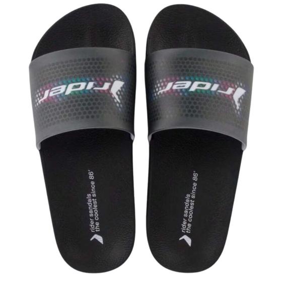 Imagem de Chinelo Slide Infantil Masculino Rider Player Confortável e Resistente Preto/Branco