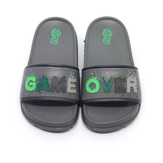 Imagem de Chinelo Slide Infantil Plugt Menino Game Over Cinza Grafite