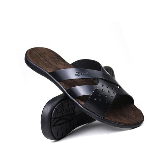 Imagem de Chinelo Slide Masculino em Couro DeckB FP700 Preto