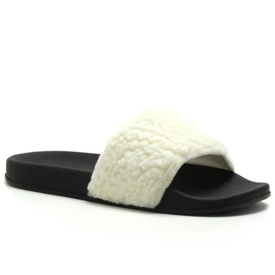 Imagem de Chinelo Slide Sola Borracha Amanda Block Tira Larga Com Lã