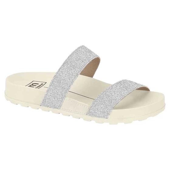 Imagem de Chinelo Slide Tira Dupla Glitter Branco Off Prata Moleca 5436.425