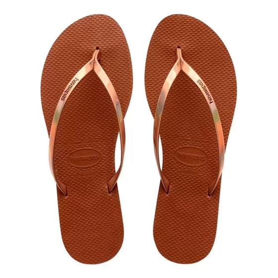 Imagem de Chinelo Slim Feminino Havaianas Metallic Rasteirinha Casual Original