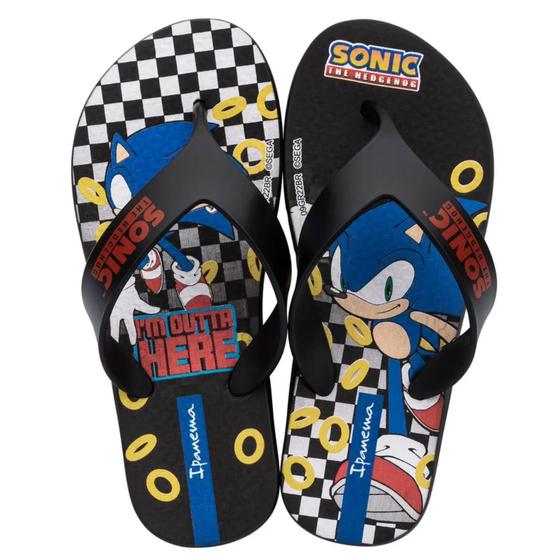 Imagem de chinelo sonic infantil menino preto