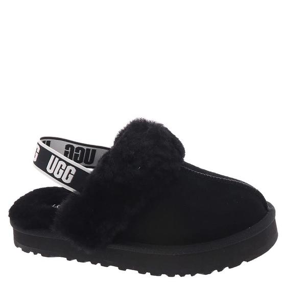 Imagem de Chinelo UGG Funkette Infantil Unissex em Camurça Preta - Tamanho 10