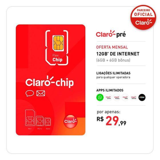 chip claro pré-pago Menor preço em chip claro pré-pago